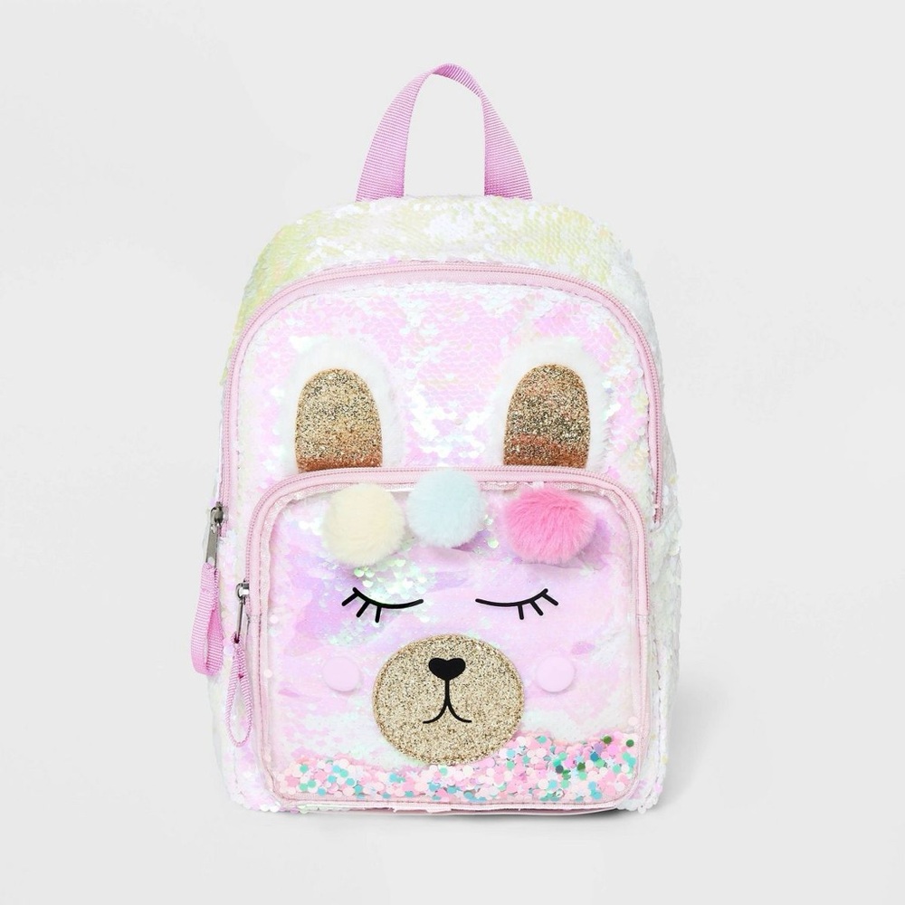 NWT - Girls' 10.5" Sequin Llama Backpack - Cat & Jack Pink: Elementary School